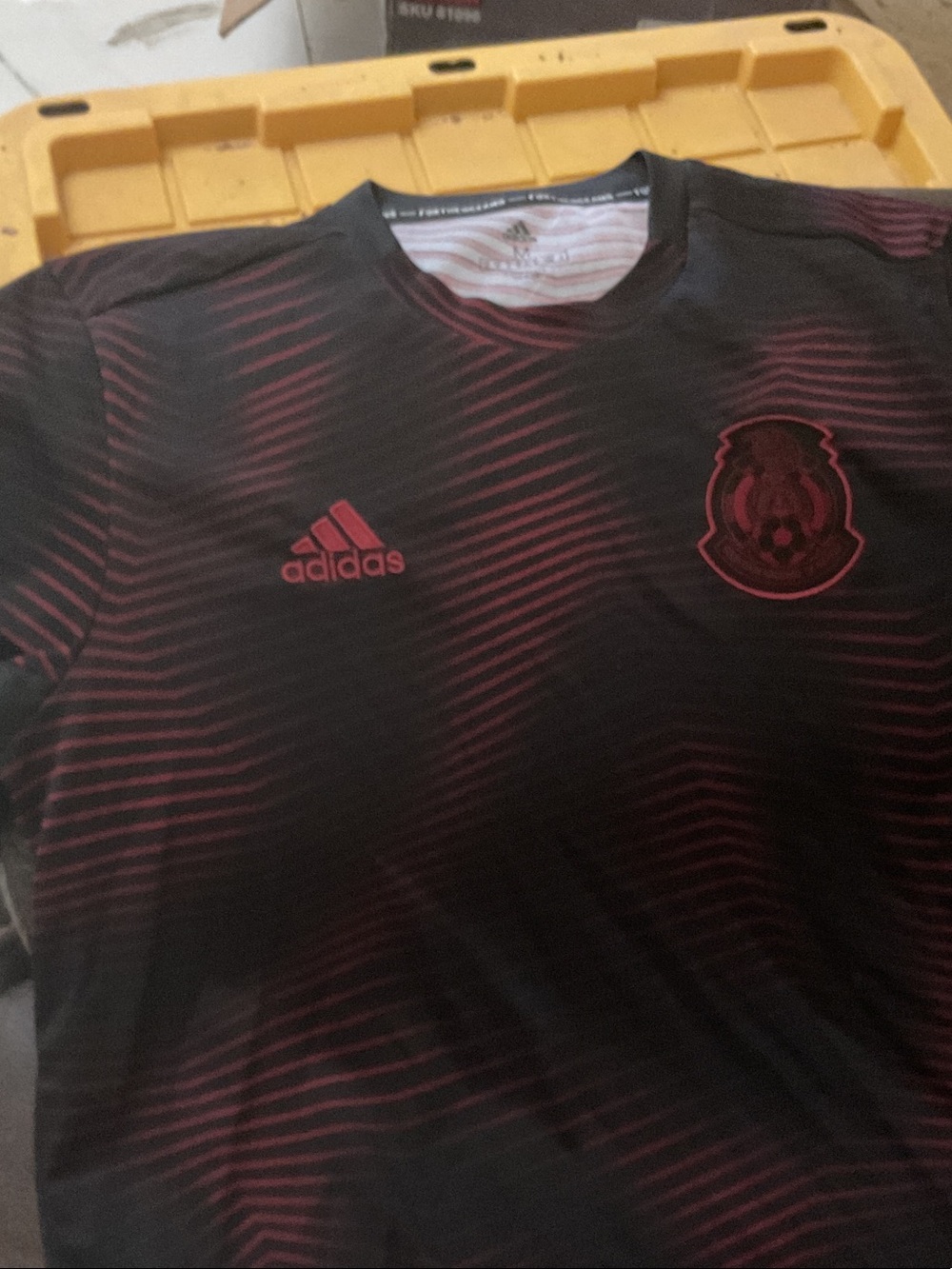 adidas Kids Black and Maroon Striped Soccer Jersey